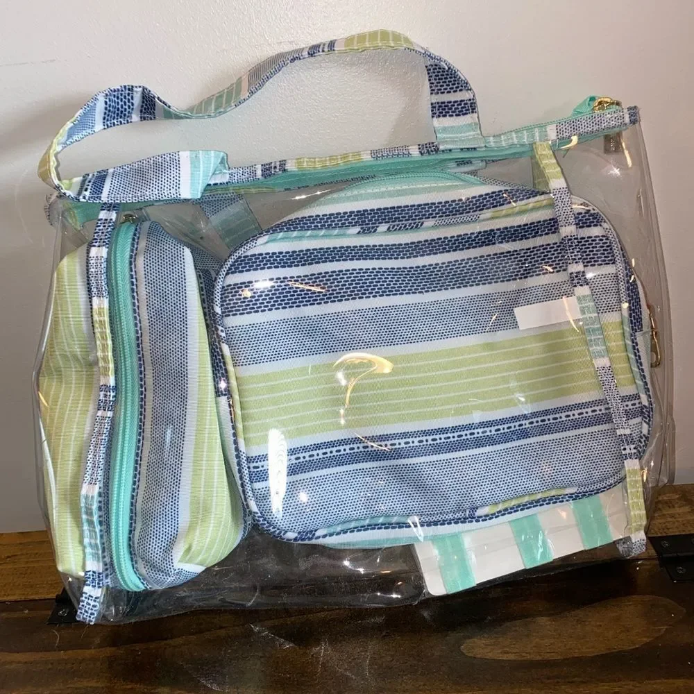 Sophia Joy Conair Striped Duffle 5 PC Set NWT